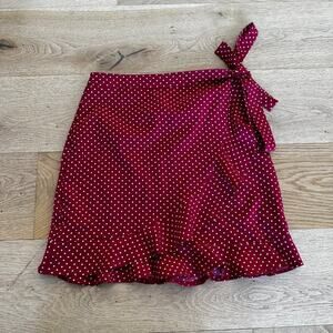 Nasty Gal - Polka Dot Wrap Mini Skirt in Red & White